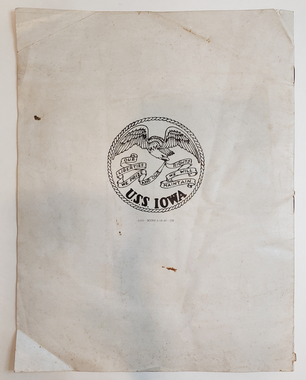 USS Iowa Decommissioning Ceremony Brochure