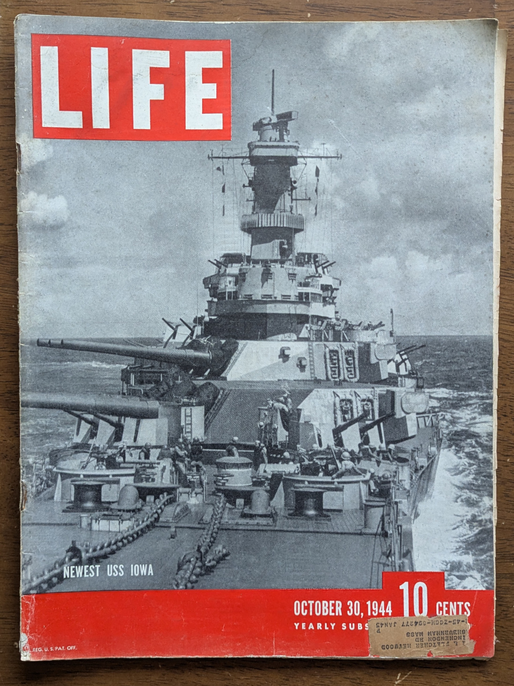 Life Magazine October 30 1944 Newest USS Iowa Cover