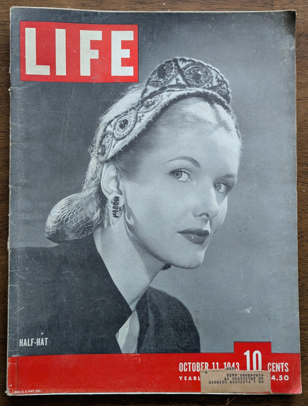 Life Magazine October 11 1943 Half-Hat Cover