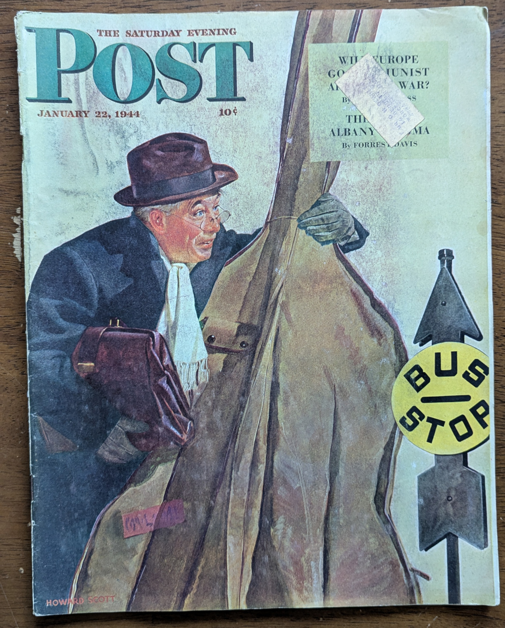 Saturday Evening Post January 22 1944 Cover Design by Howard Scott